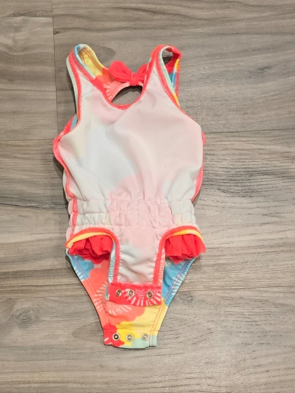 Cat & Jack Baby Girl Floral Tutu One-Piece Swimsuit Size 3-6 Months Ruffle Swim